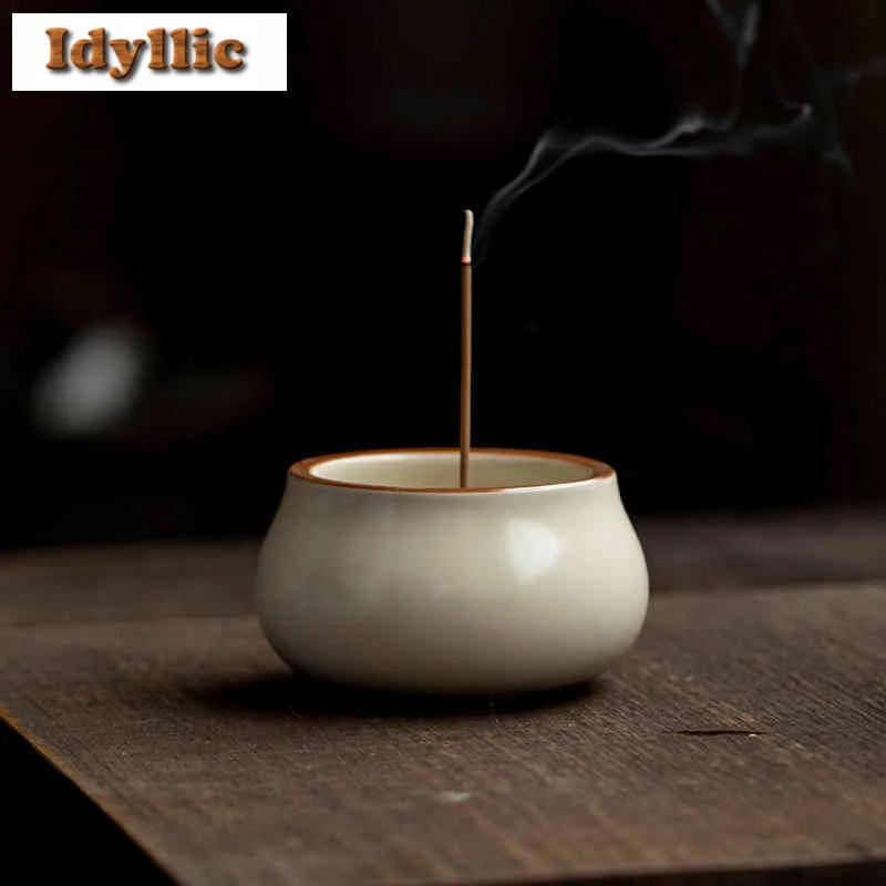 حامل البخور المخلوف بالدهون أوف وايت، موزع البخور، الشموع العطرية المعطرة، مبخرة أدوات الشاي