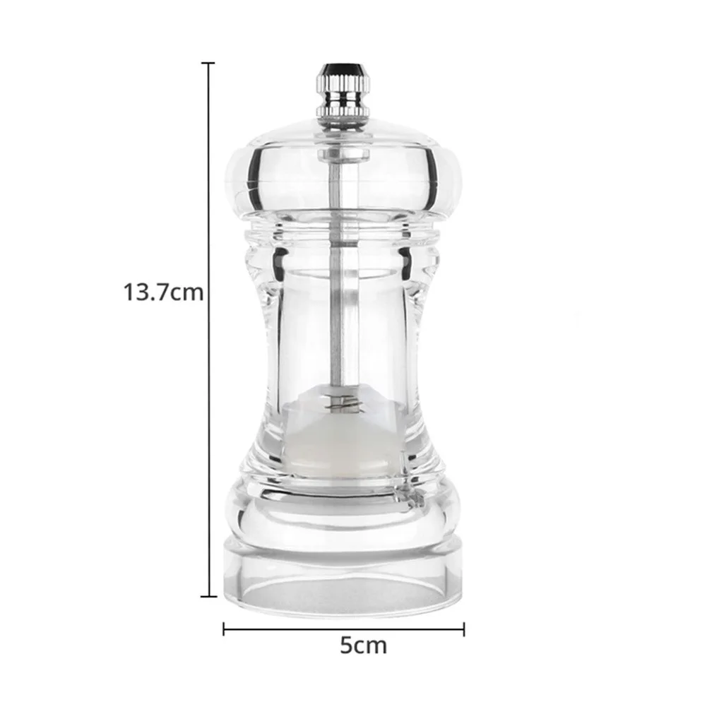 2pcs Clear Acrylic/ Salt And Pepper Shaker Set Adjustable Coarseness Spice Mills With Transparent Body For Home Restaurant