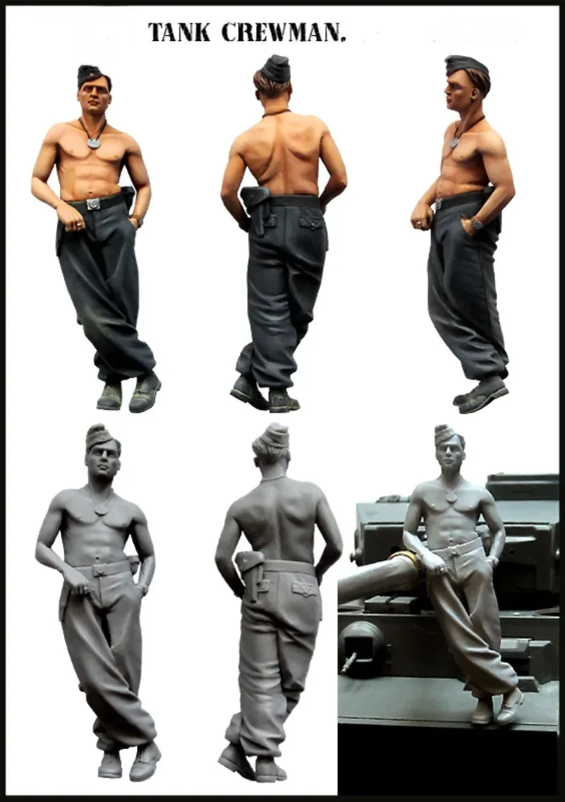 

1/35 Scale Die-Cast Resin Figure Assembled Model Kit Historical Military Tank Crewman Hobby Miniature Toy Unassembled Unpainted