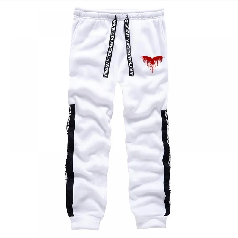 2025 트렌디 남성 트랙수트 후드 스웨트팬츠 고대 까마귀 프린트 가을 겨울 캐주얼 스포츠웨어 조깅복 남성용