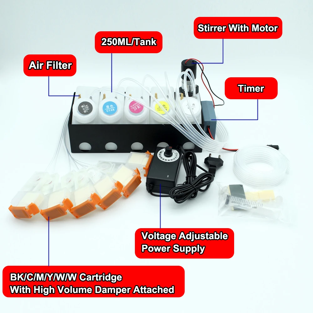 XP15000 XP-15000 DTF CISS Modify Ink System Without Chip White Ink Tank With Timer Stirrer Adjustable Voltage Power With Damper