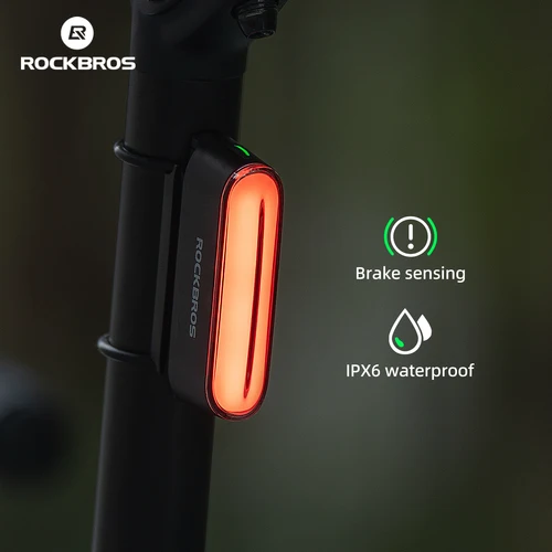 ROCKBROS luz trasera de bicicleta luz trasera de bicicleta magnética IPX6 impermeable 7 modos de iluminación Sensor de freno inteligente luz trasera accesorio de bicicleta