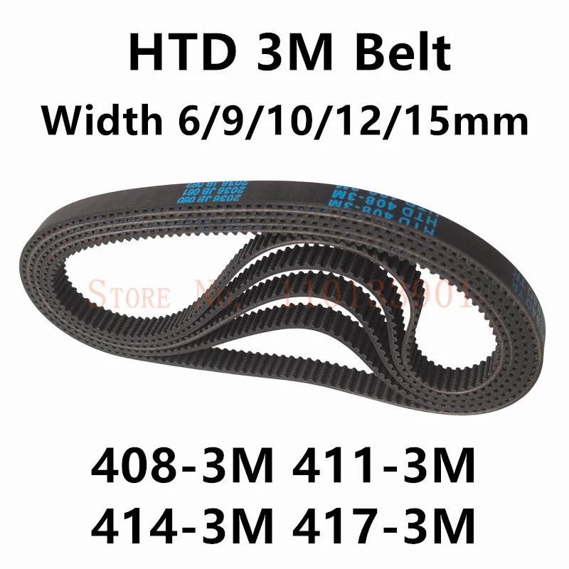 HTD 3M Timing Belt C= 408 411 414 417 Width 6/9/10/12/15mm Teeth 136 137 138 139 HTD3M Synchronous 408-3M 411-3M 414-3M 417-3M