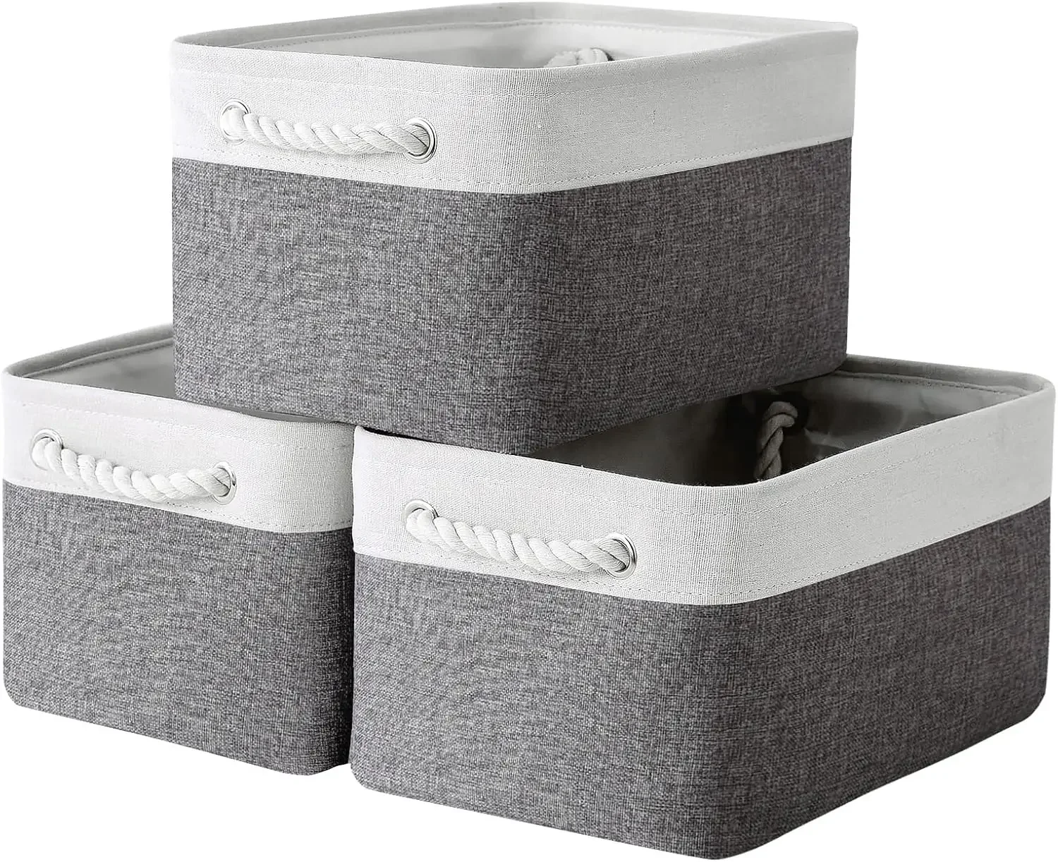 Collapsible Storage Bin with Rope Handles Fabric Sundries Storage Basket for Wardrobe Clothes Toys Socks Home Storage Tool