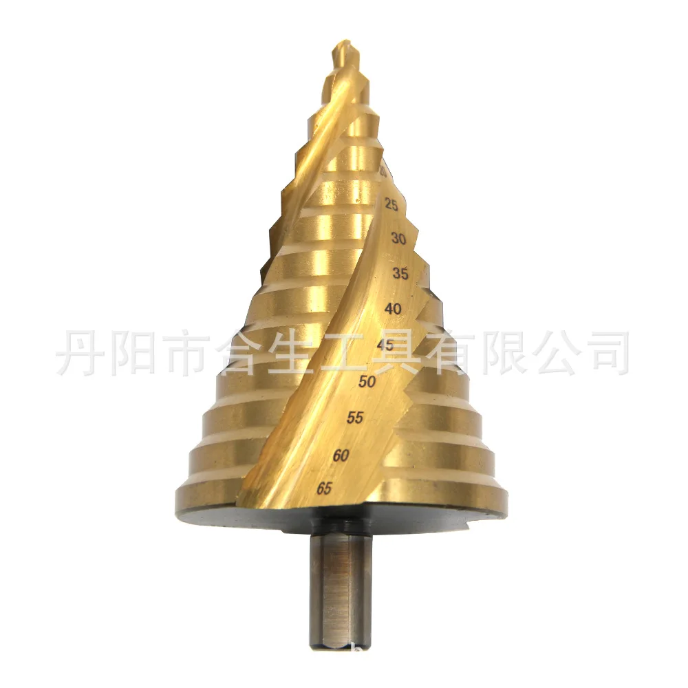 Large-size pagoda drill 6-65mm titanium plated step drill triangular handle spiral groove reamer multifunctional drill bit