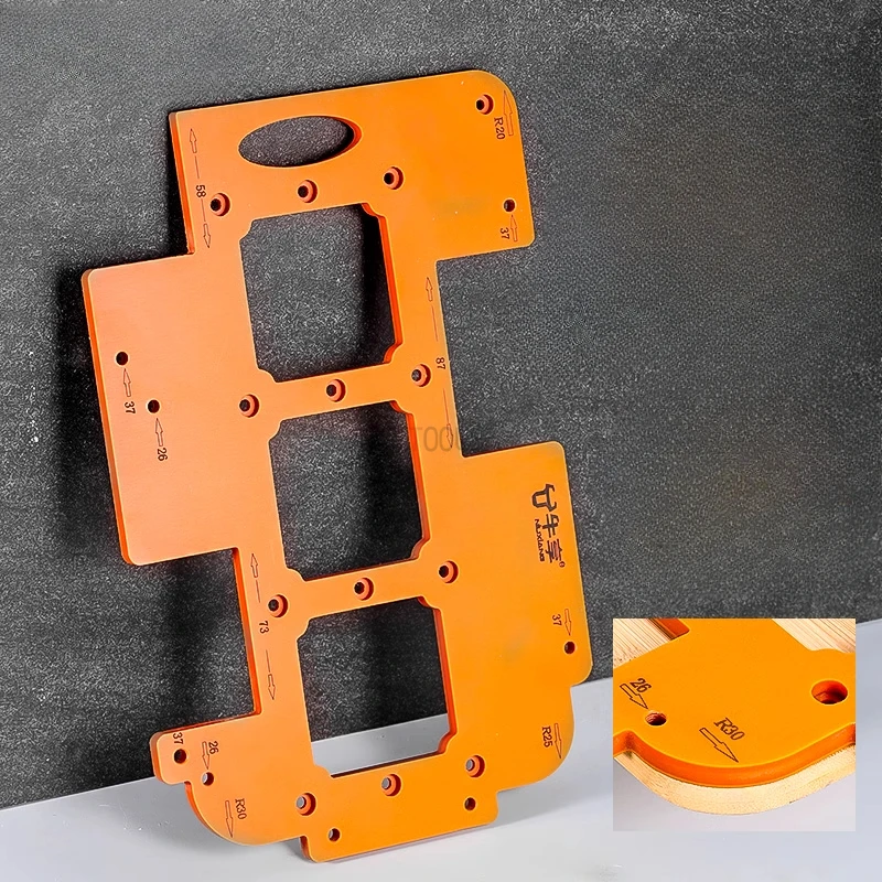 

3-in-1 R-angle Template for Cabinet Door Invisible Embedded Handle Slotting Arc Trimming Template Switching Socket Drilling Mold
