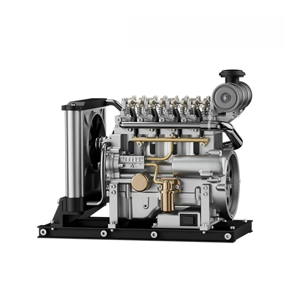 TECHING DM115 Miniature Four Cylinder Engine  Anodized Aluminum Alloy Material Startable  Assembleable Engine Model Electric Toy
