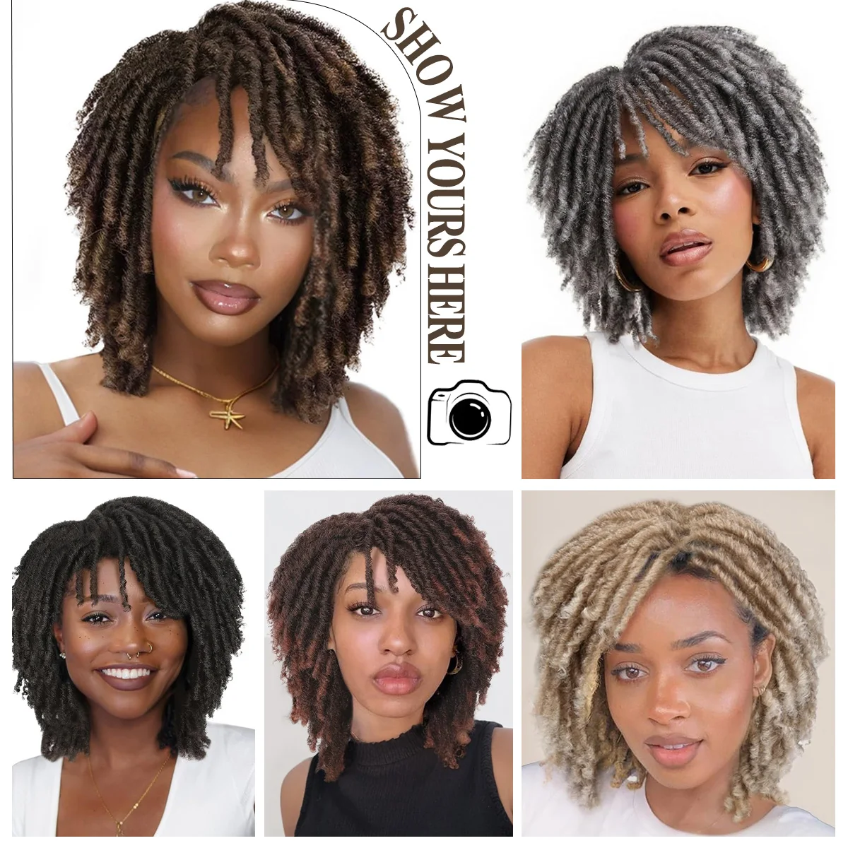6-дюймовые короткие парики с дредами для чернокожих женщин и мужчин, синтетический плетеный парик из искусственных локонов, афро-завиты, дреды, полная замена волос