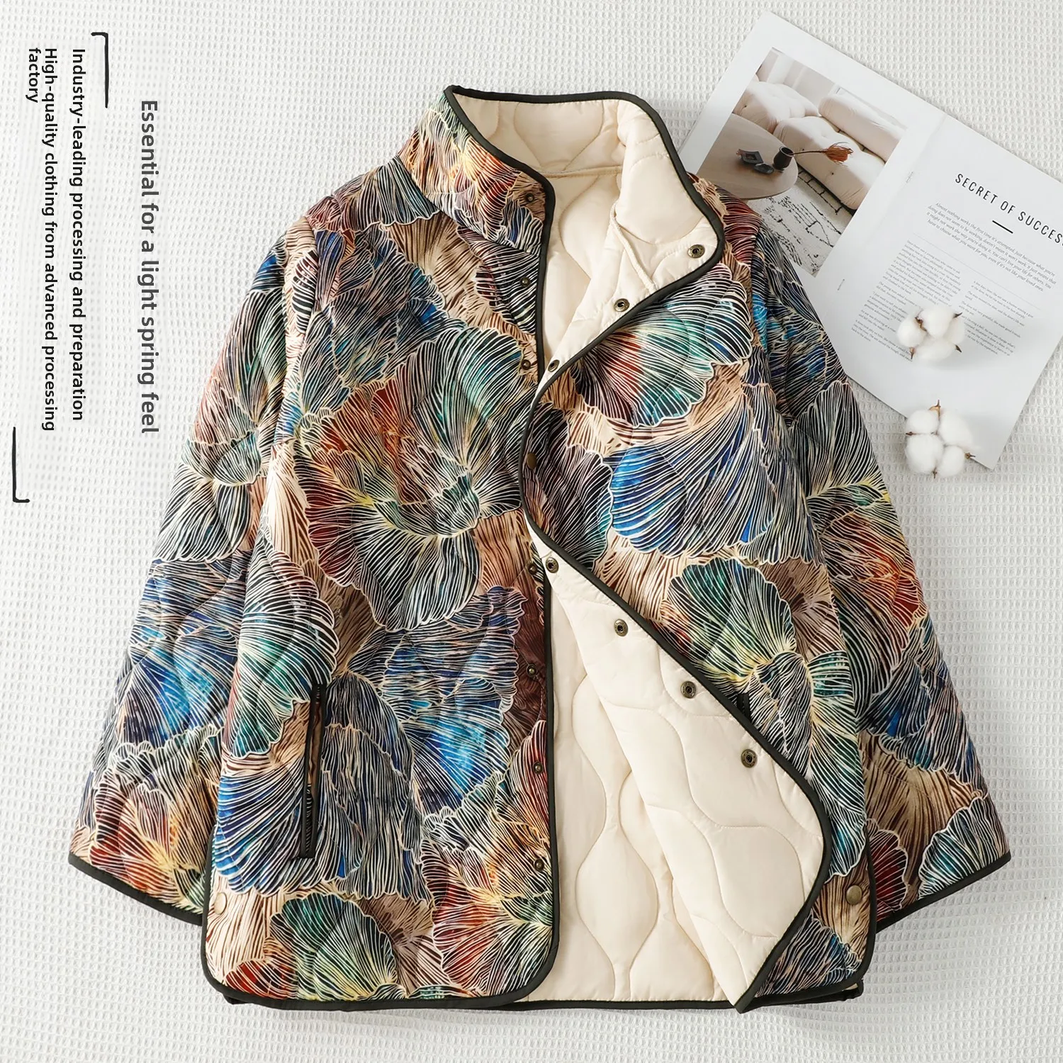 

Новое зимнее винтажное хлопковое пальто с принтом, женское свободное теплое тонкое хлопковое пальто на одной пуговице, модное пальто для поездок на работу