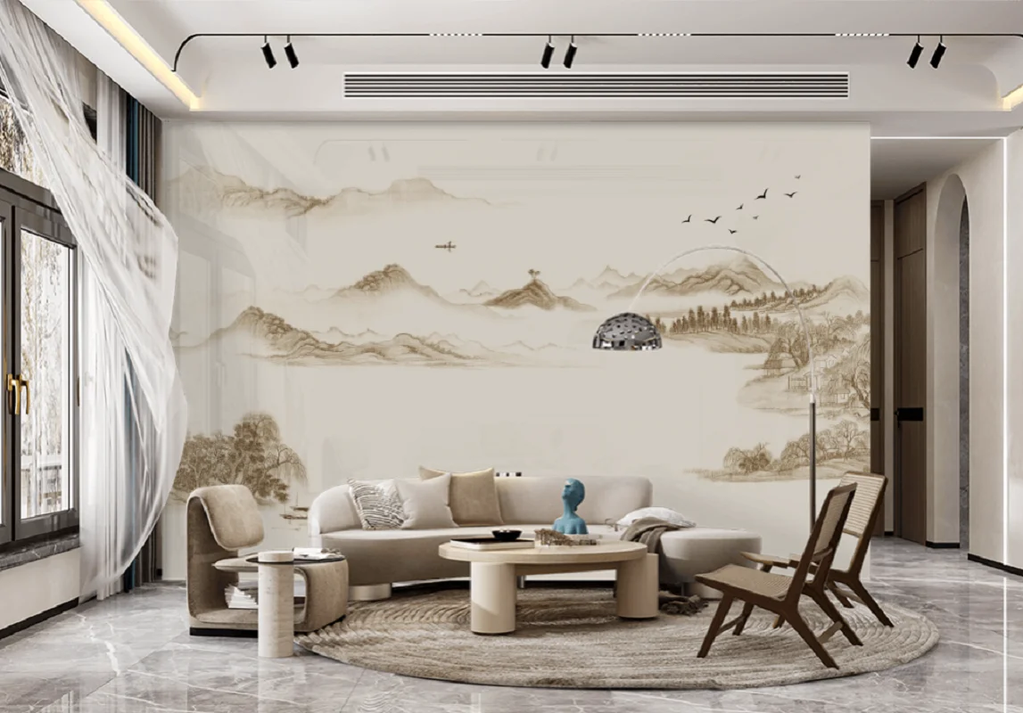 

Modern Simple Yellow Landscape Background Wall Mural Wallpaper Customization