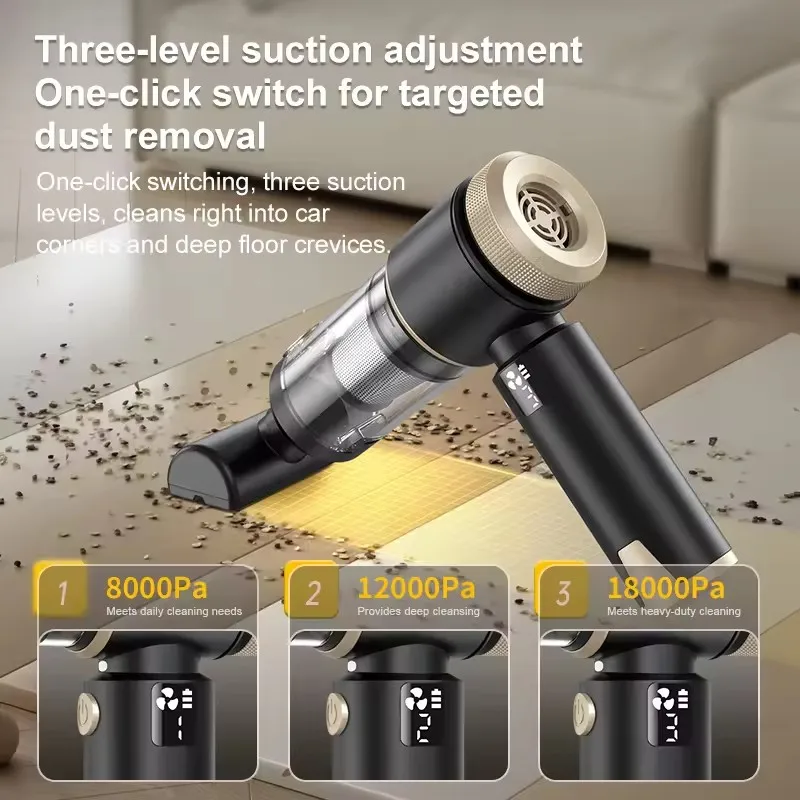 MOBIDEA Multifunctional Handheld Car Vacuum Blow Suction Inflate Deflate Powerful Suction Type-C 7PCS Nozzles for Car & Home