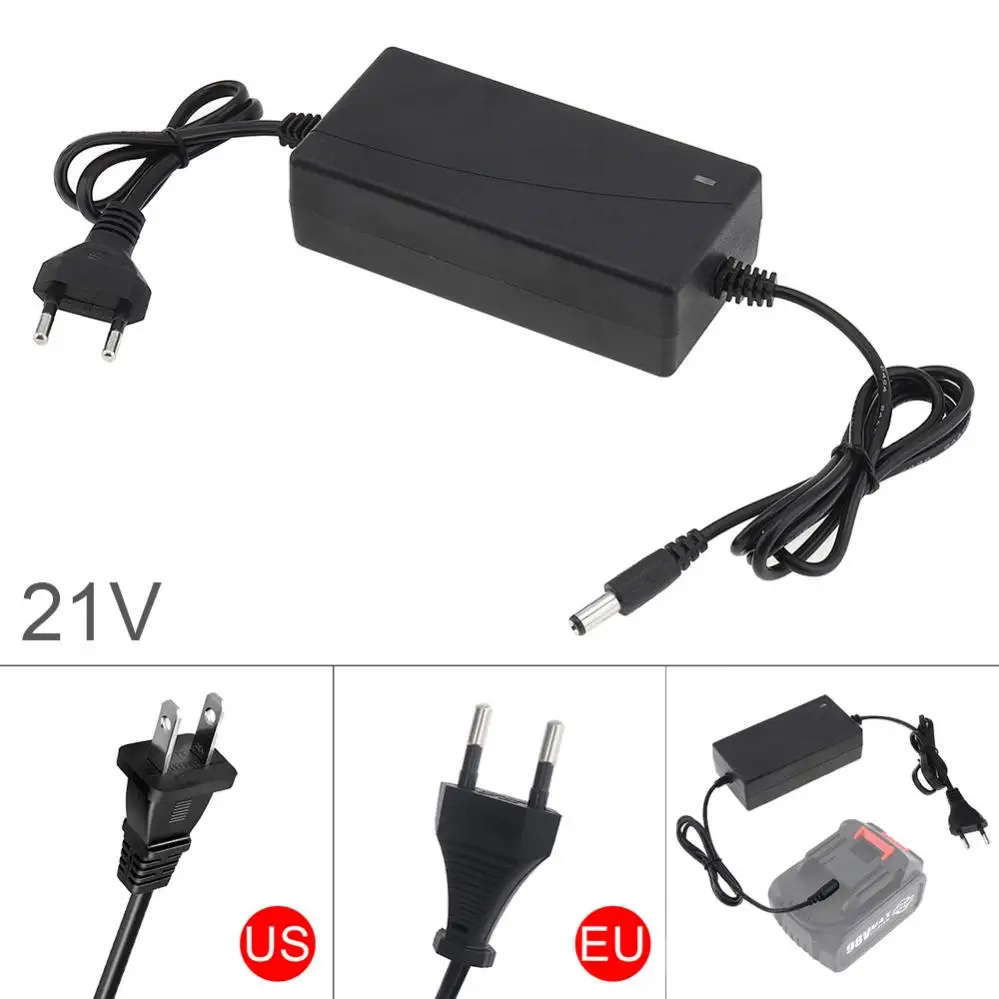 18V 21V Drill Charger Power Adapter AC/DC Port Inline Connector Lithium Battery Charger for Hammer Drill / Electric Wrench