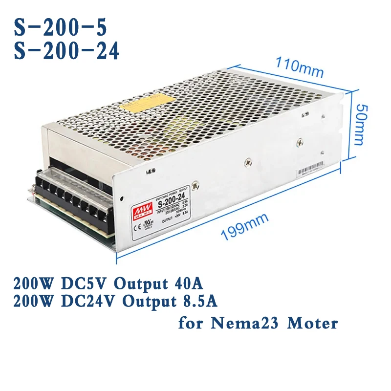 Imagem -03 - Stepper Motor Fonte de Alimentação Comutação de Alimentação 200w 400w ac 110v220vdc 5v 24v 60v S-200-24 S-2005 S40060