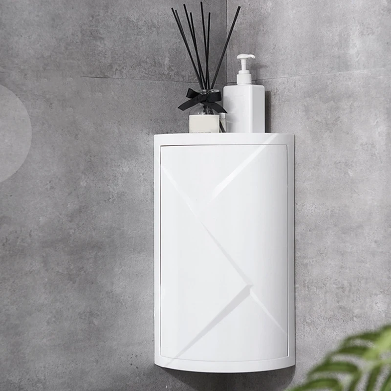 Bathroom Corner Storage 360 Rotating Wall-Mounted Shelf Shampoo Cosmetics Kitchen Household Bathroom Storage Accessories-A73M