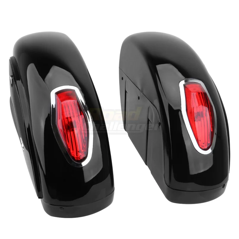 Sacoche de Selle Universelle pour Moto Harley Suzuki Honda Yamaha, Valise Latérale Rigide avec Lumière Rouge, Outil de Coffre