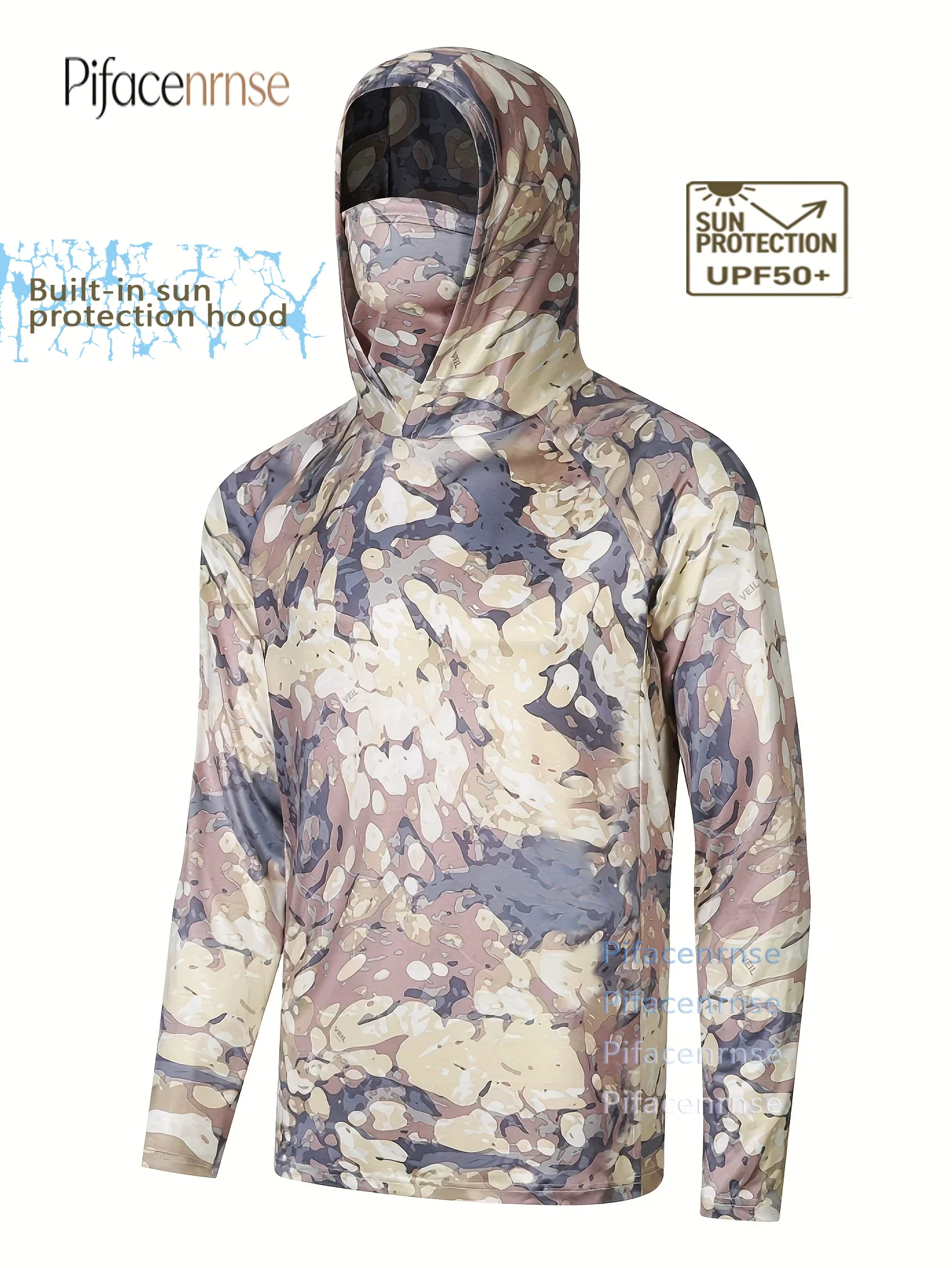 HUK Men's UV Protection Hooded Fishing Shirt Outdoor Summer Performance Jersey with Mask Hoodie for Fishing