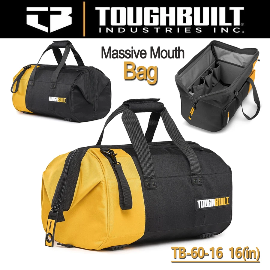 

TOUGHBUILT TB-60-16 Massive Mouth Bag 16", 38 Pockets and Loops, Heavy-Duty Construction Multi-functional Storage Backpack