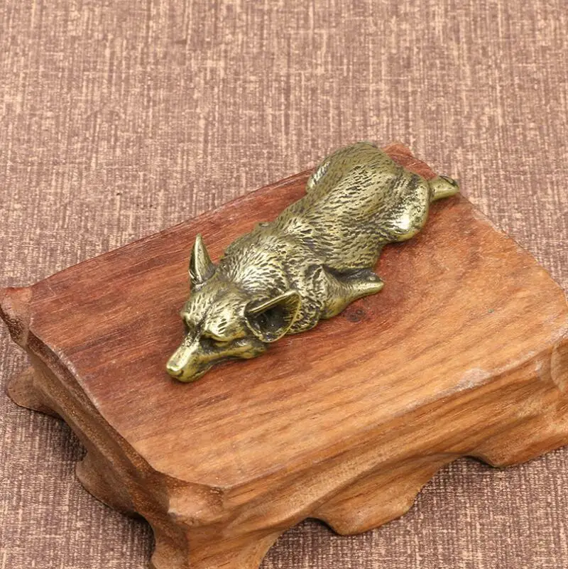 1 PC Small Brass Corgi Dog Figurines Brass Dog Statue 77*30mm Animal Figurines
