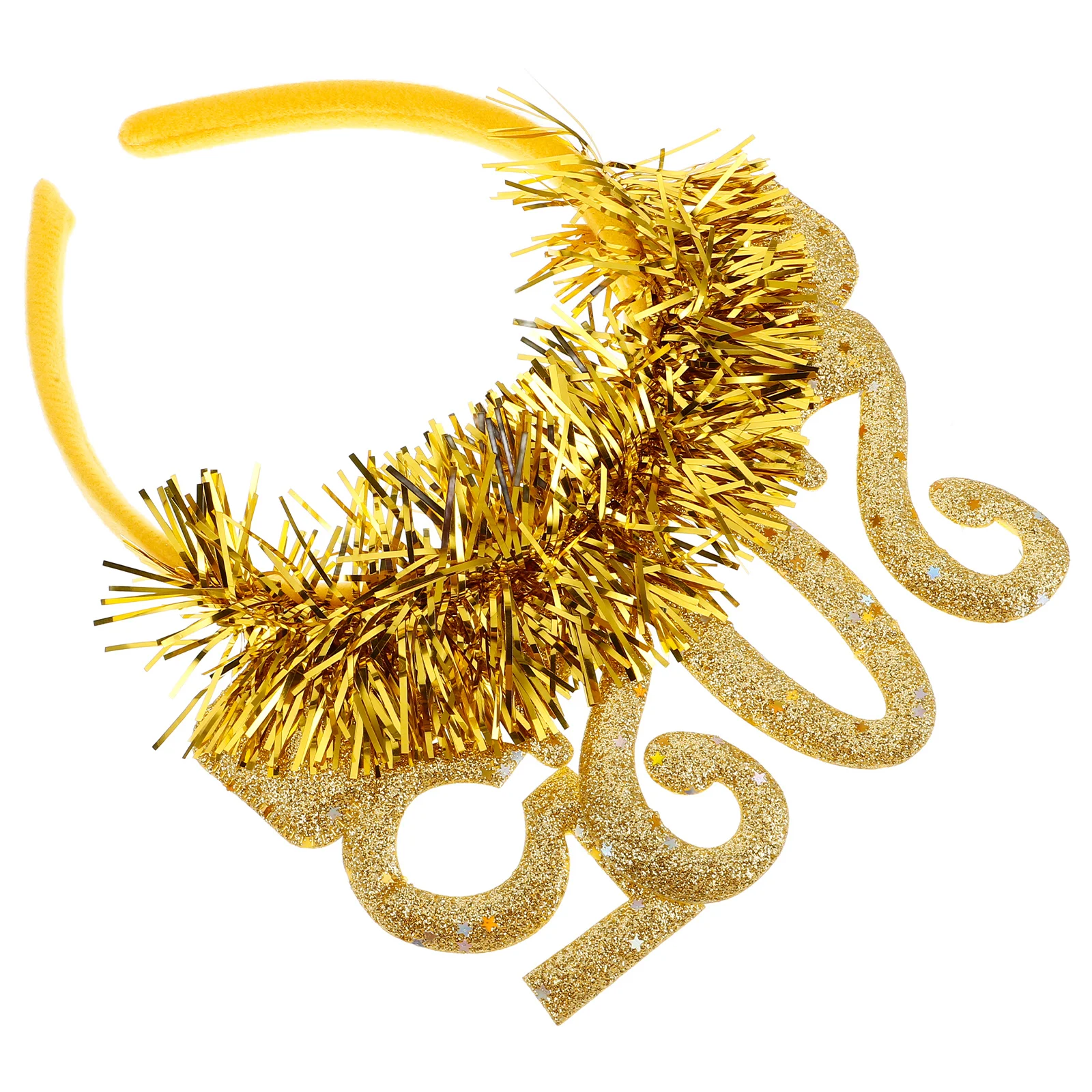 

New Year 2025 Hairband Gold Glitter Head Boppers Party Hair Hoop Holiday New Years Eve Supplies Tinsel Star Hairband