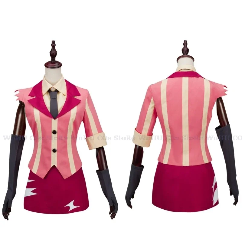 Vaggie Cosplay Kostuum Handschoenen Past Anime Hazbin Cartoon Pruik Vrouwen Hotel Cherri Bom Kostuum Rollenspel Fantasia Outfit Halloween