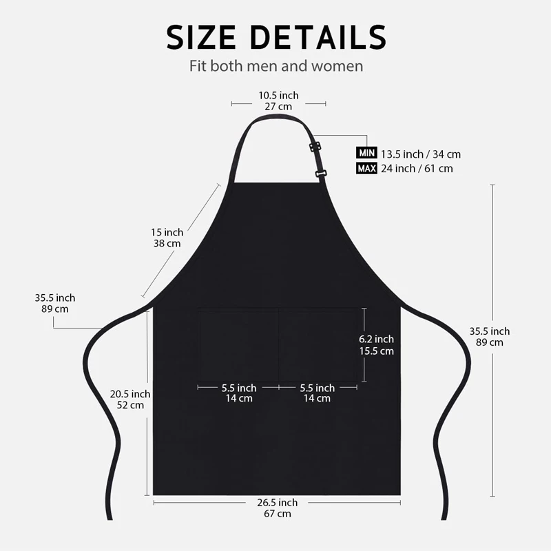 Salon Baber Apron Home Chef Apron Recycled Cotton Kitchen Apron With Adjustable Neck 2Pcs Logo Customize Cooking Baking Apron