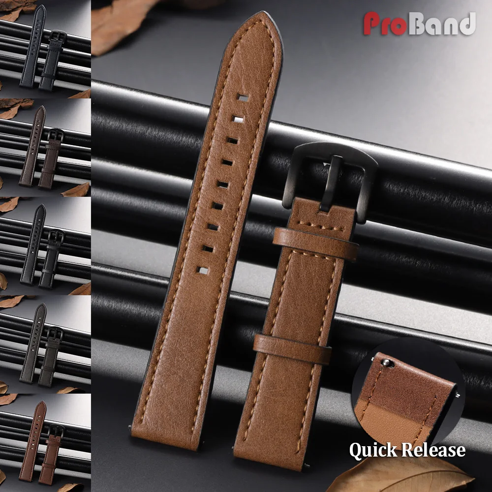 

20mm 22mm Leather Watch Strap Vintage Universal Strap Bracelet for Seiko for Samsung Galaxy Watch 6 5 4 40mm 44mm Gear Watchand