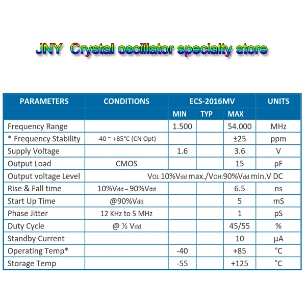 ECS-2016MV-260-CN-TR high-precision wide temperature active crystal oscillator SMD2016 4-pin 26MHZ