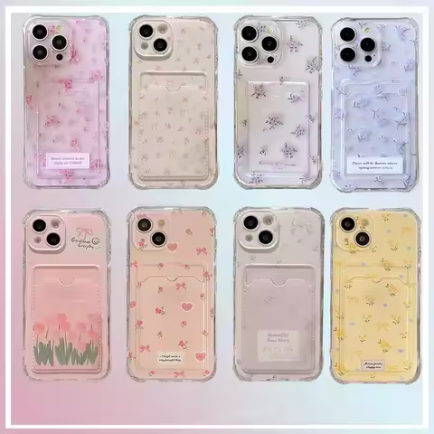 Case For Samsung Galaxy A56 A55 A36 A26 A06 A05S A02S A10S A15 A14 A13 A12 A25 A24 A23 A22 A21S A30 A32 A33 Flower Card Holder