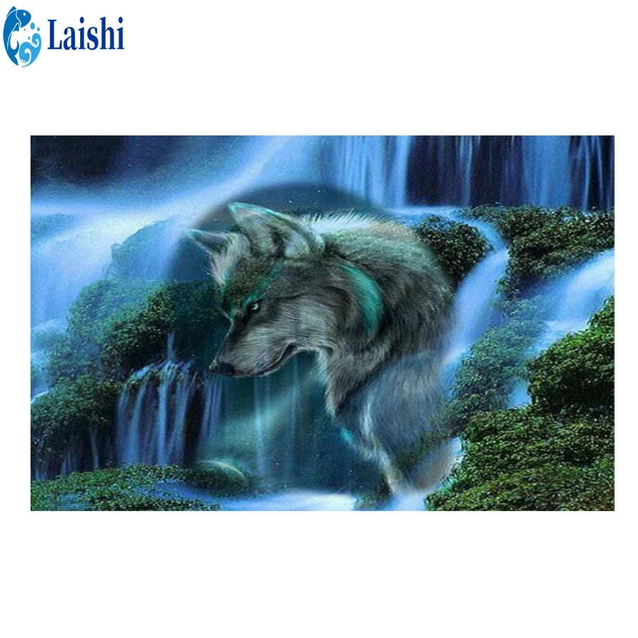 Full circle diamond painting Landscape wolf handmade diamond Diamond drawing embroidery wholesale mosaic art kit home decoration