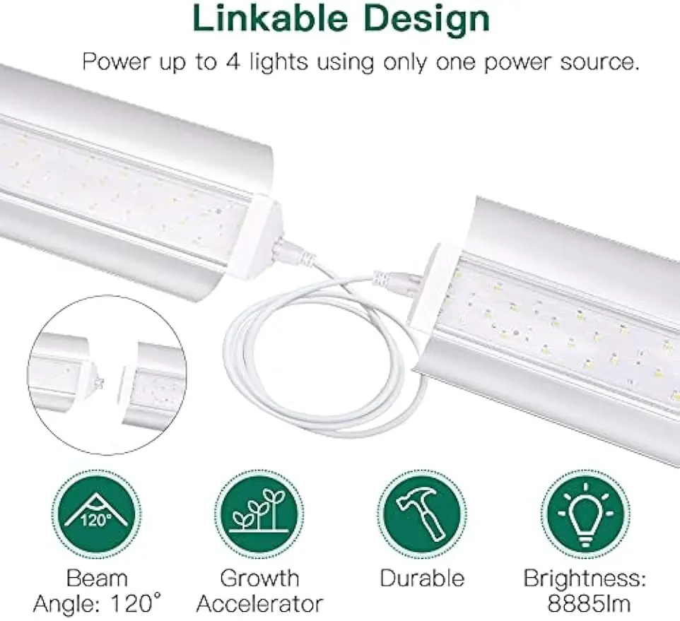 4FT 140W espectro completo LED cresce a luz para plantas de interior, design vinculável, substituição de luz solar super brilhante
