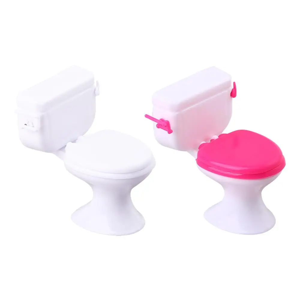 ピンクトイレハウスミニチュア赤ちゃんごっこおもちゃ家具おもちゃ白トイレヴィンテージバスルームモデリングドールハウス家具