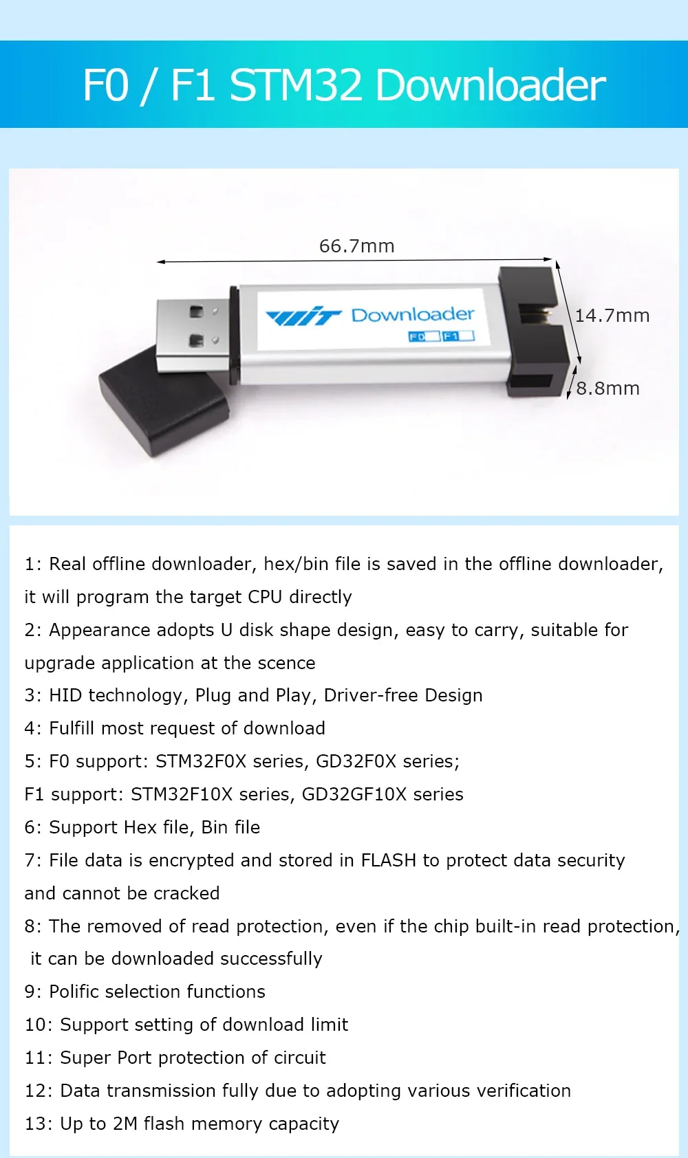 WitMotion STM32 GD32 All-Series Offline Downloader, High-Speed Universal Burner, Off-line Writer, Mini-pro Programmer