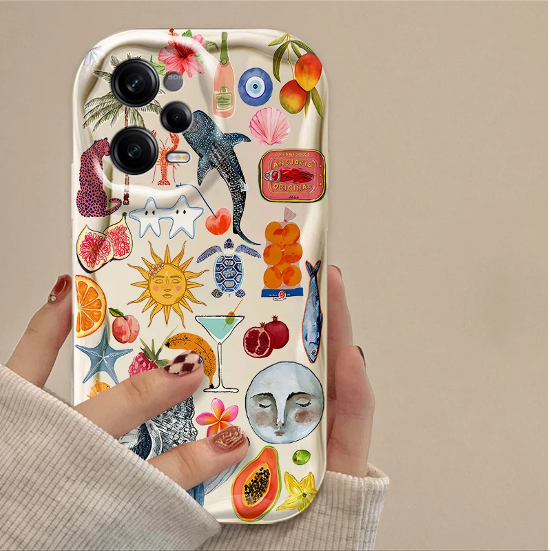 Flower Marine Organism Phone Case for Xiaomi Redmi Note 14 13 12 11 10 9 Pro Plus 14S 12S 11S 10S 9S Redmi 14C 14R 13C 12 4G 5G