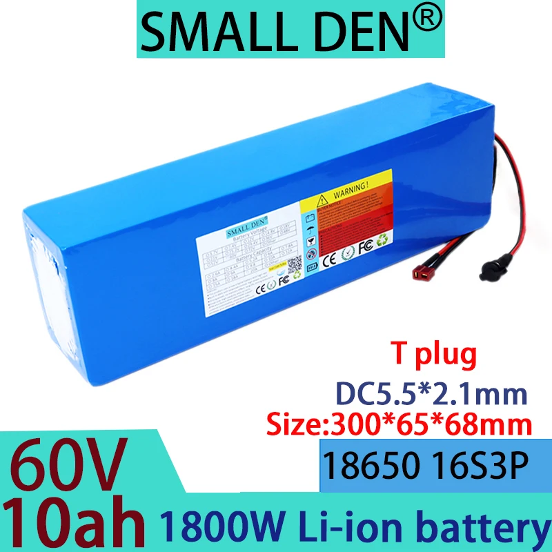 New 60V 10ah 18650 16S3P off-road vehicle lithium battery electric motorcycle rechargeable battery swimming boat high power