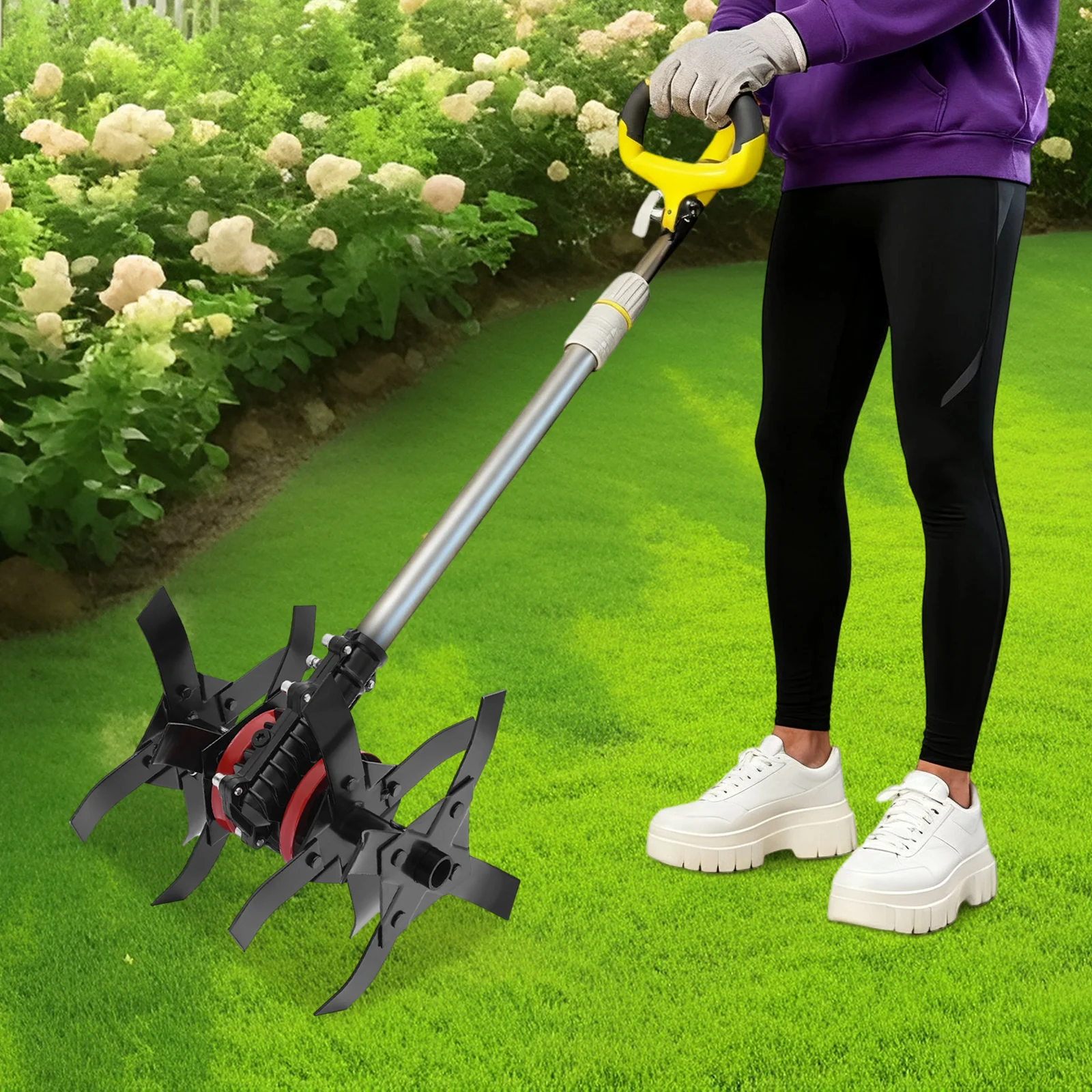 26x9 Gartenfräsenrad, Kultivierungszinken, Hochleistungs-Bodenfräsenrad zum Bodenlockerung, Gartenwerkzeug Rasenmäher-Rad