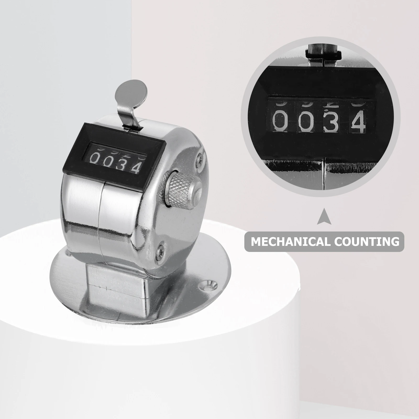 

1pc 4- Mechanical Metal Manual Counter Tally Clicker Counting Recorder Device Durable Desktop Use Flat Base No Electricity