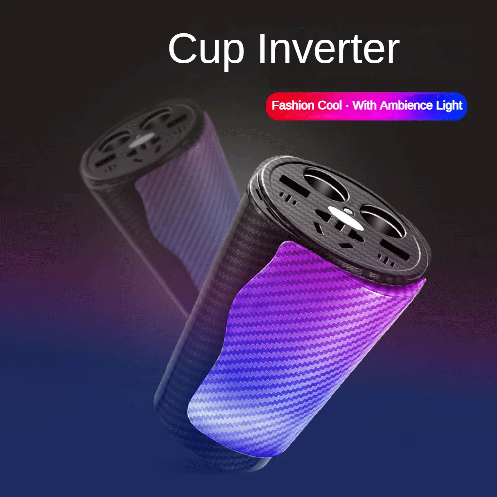 

Car Power Converter Cup-Shaped Inverter12V to 220V,2USB Ports and Multi-Functional Socket, Easily Charge Your Electronic Devices