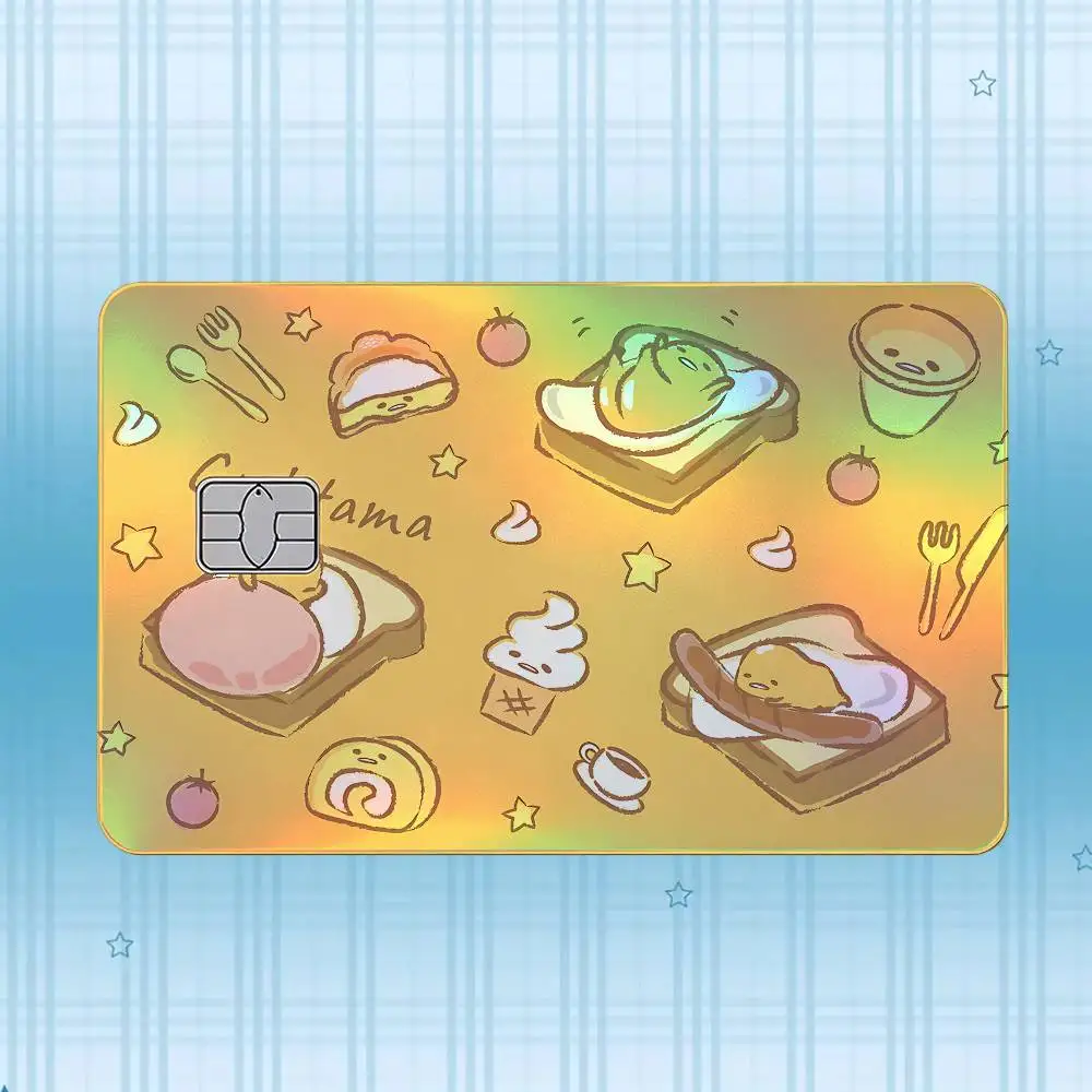 G-Gudetama Laser-Hologramm-Karten-Skin-Aufkleber für Kredit- und Debitkarten – 4 Stück/Set, wasserfester, kratzfester Schutz – Detail 18