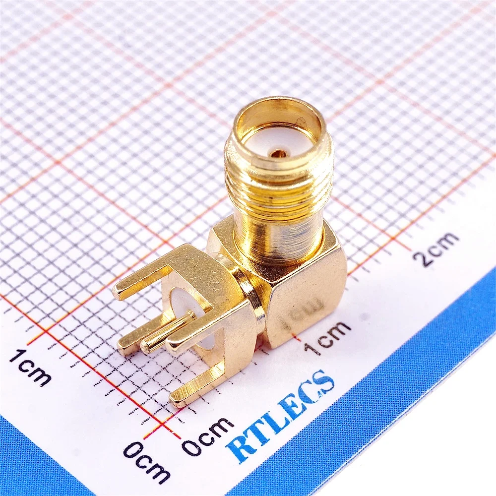 Imagem -02 - Soquete Sma Soquete Fêmea 50 Ohm Através do Buraco Ângulo Reto Solda Pcb Conector Coaxial de Montagem rf Recetáculo 1000 Peças