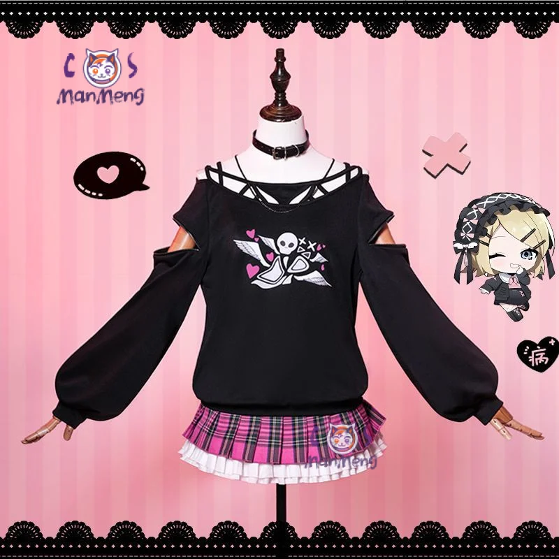 

Костюм серии Rin Len Kagamin для косплея Mine, топ, юбка, носки, чехлы на ноги, комплект ожерелья, вечерние карнавальные милые девушки, униформа Рин