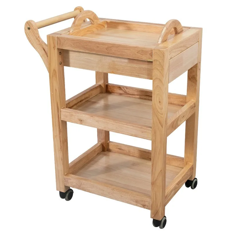 

Beauty instrument rack tool cart, internet sensation with wheels, storage cart tray, hair and nail care wooden small cart