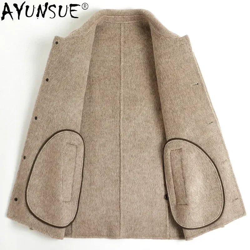 AYUNSUE 100% Wool Double-sided Wool Jacket Men\'s Short High-end Spring Autumn Coats Men\'s Clothing Casual Clothes Abrigo Hombre