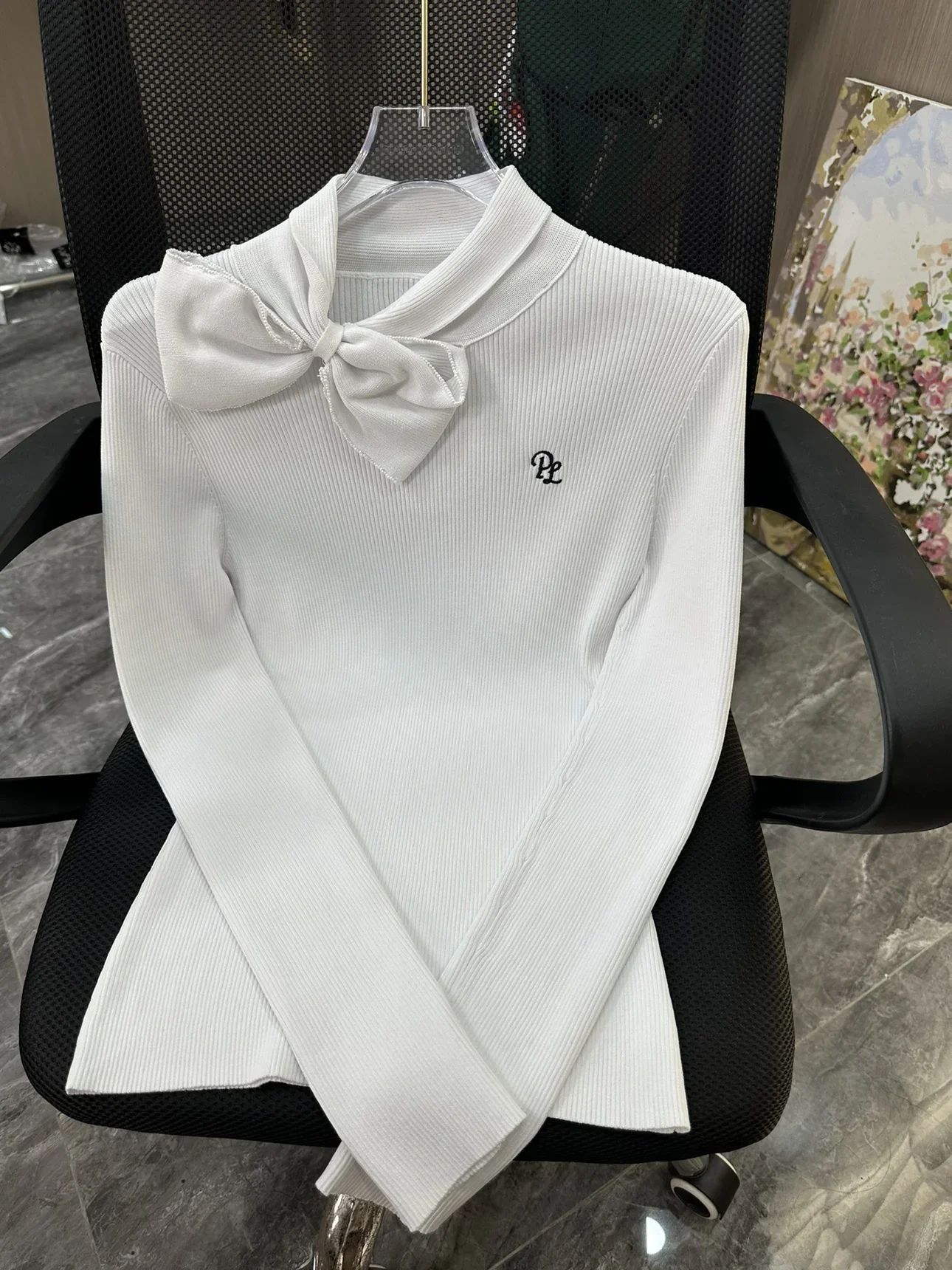 PL في الهواء الطلق جولف المرأة الخريف بلايز محبوك طويلة الأكمام قمصان بولو السيدات Bowknot الرقبة ضئيلة البلوزات الدافئة جولف البلوز