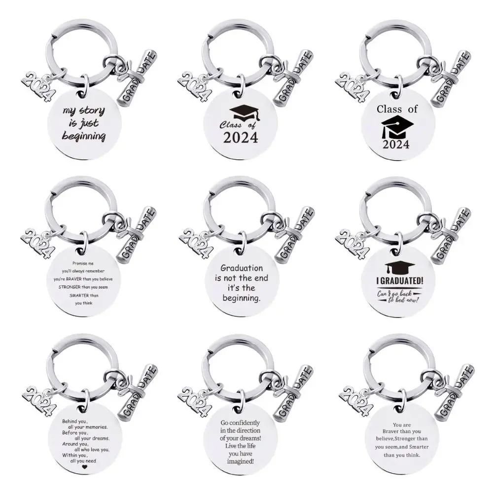 Graduation Ceremony Keychain Stainless Steel Decorative School Graduate Pendant Gifts Commemorative Metal