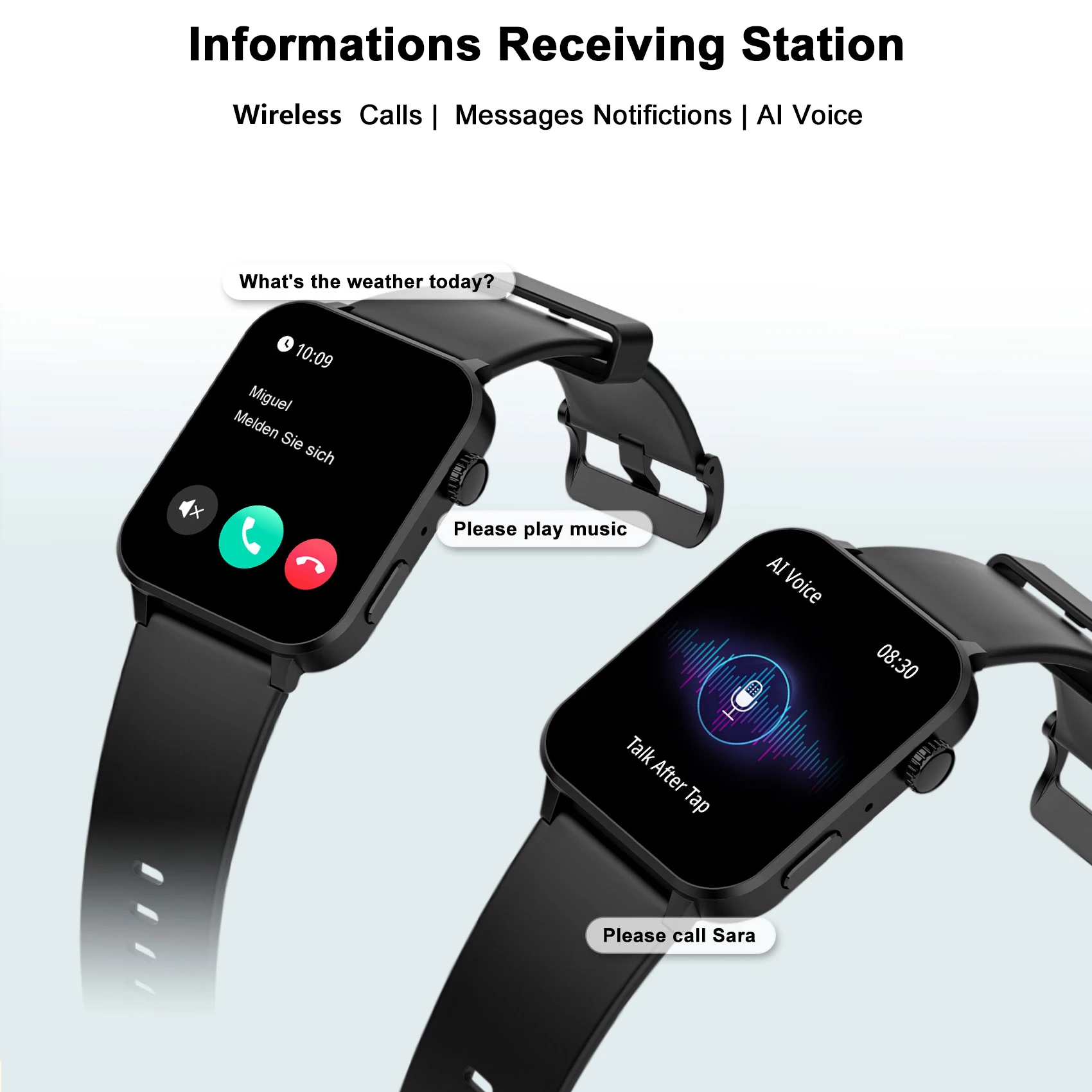 IOWODO R30PRO ساعة ذكية بلوتوث 1.85 بوصة شاشة TFT كبيرة جدًا مع اللياقة البدنية 100+ الوضع الرياضي الساعات الذكية للرجال والنساء