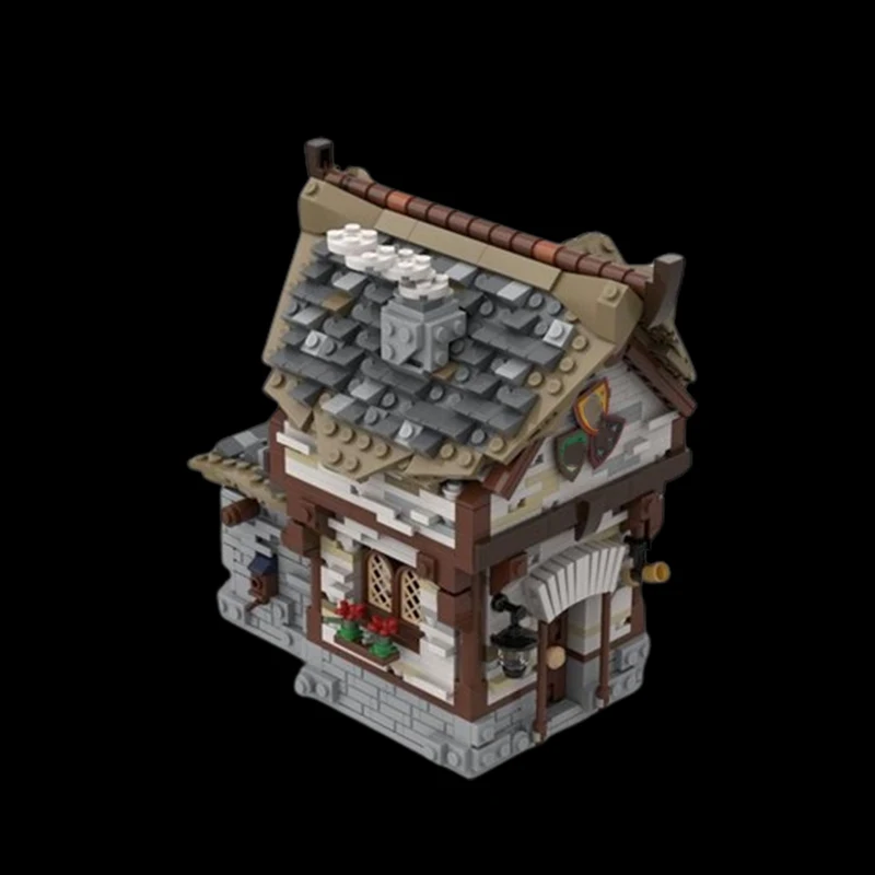 Spot Small Particle MOC-66338 Architecture Medieval Tavern Street View Creative Building Block Model Gift Toy Puzzle Ornament