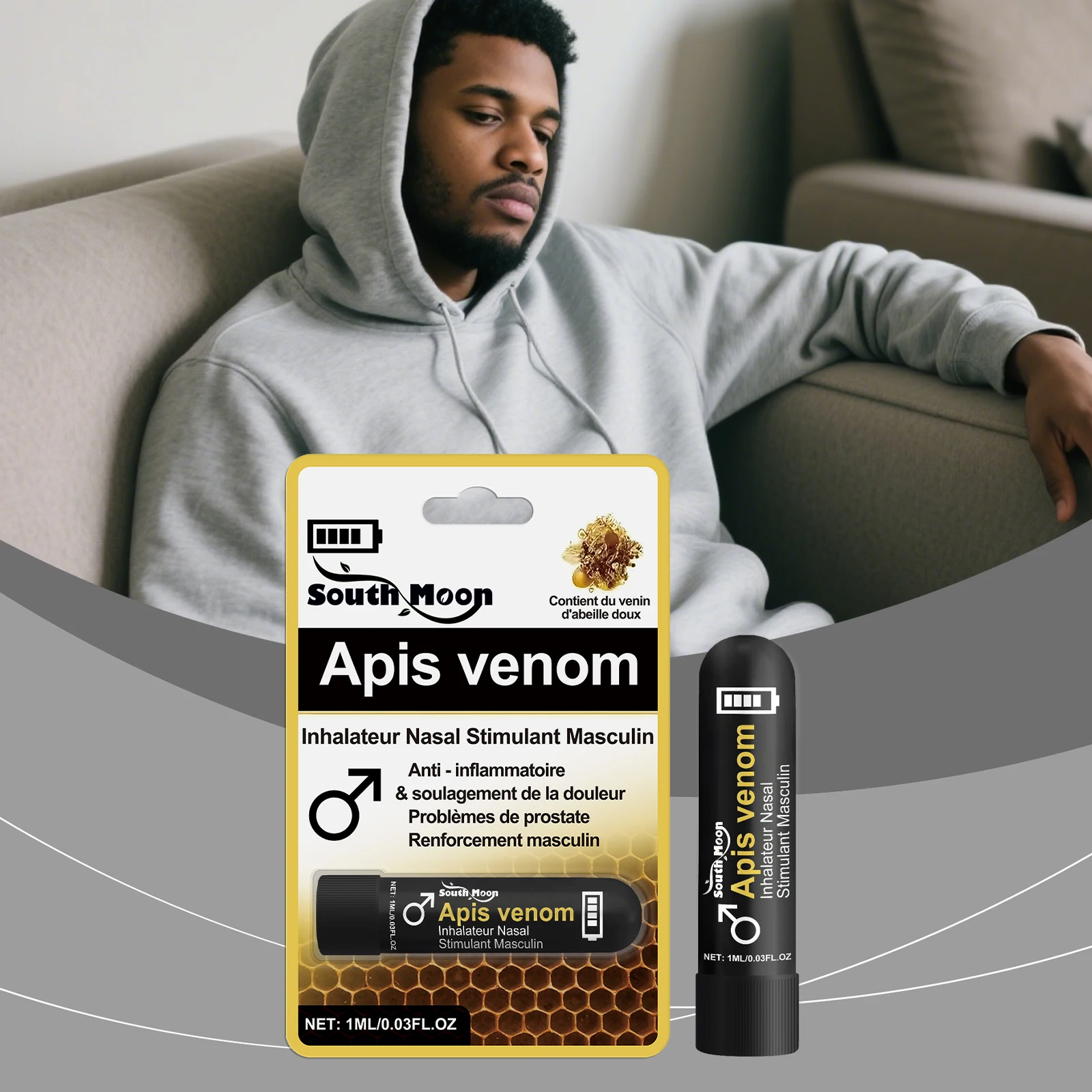 Men's Nasal Inhaler, Aromatherapy Comfort Care Stick, Natural Gentle Wellness Portable, Breathing Support Energy Refresh