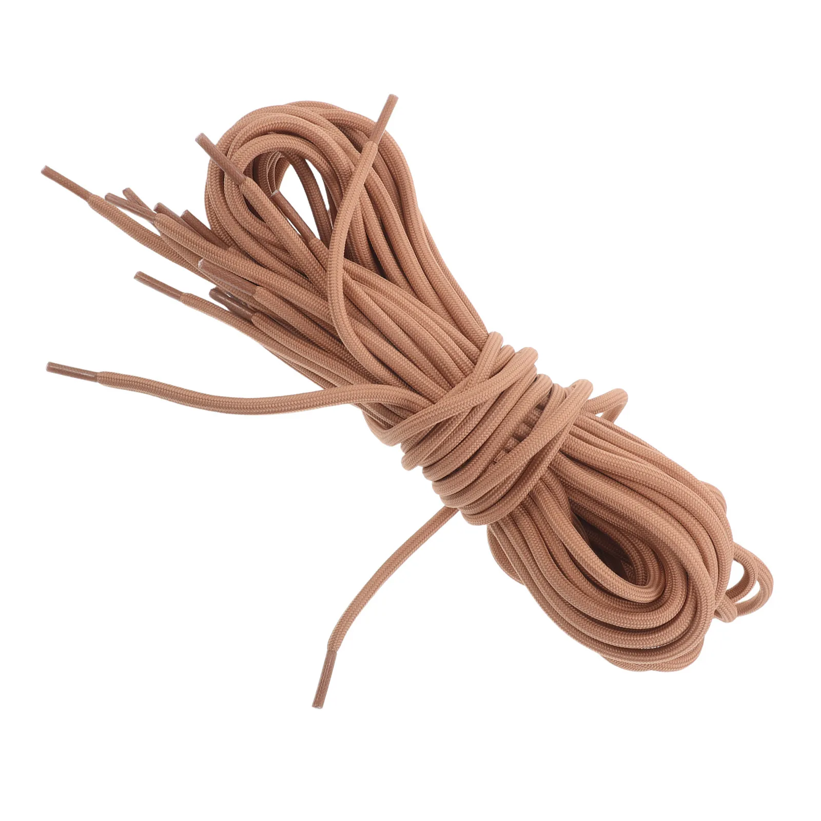 

6 пар круглых шнурков светло-коричневого цвета из полиэстера для походных ботинок, рабочих ботинок, кроссовок, спортивной обуви, долговечные шнурки для бега и занятий спортом