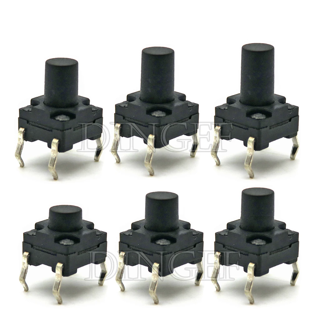 20PCS 6x6mm Panel Waterproof Tact Switch 6x6x4.3 5 6 7 12 MM Dustproof Switch 4Pin DIP Micro Buttons 6*6*4.3MM 5MM 6MM 7MM 8MM