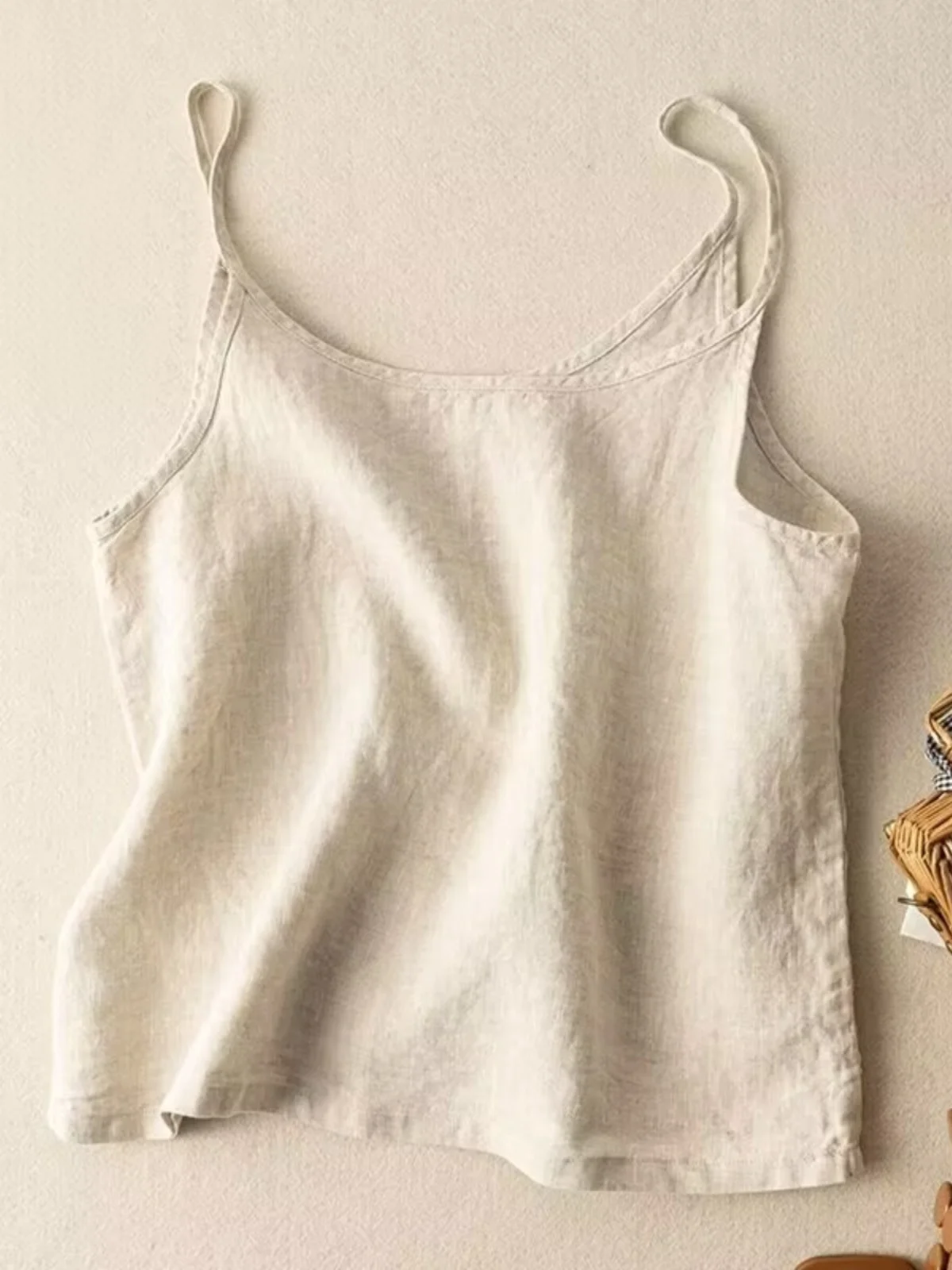 Novo verão feminino linho colheita superior camada base colete solto redondo ne emagrecimento interior e exterior usar algodão linho redondo ne irt